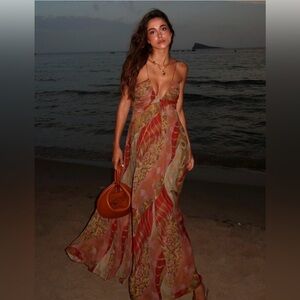 ZARA ECLECTIC PAISLEY FLORAL PRINT DRESS ZW COLLECTION VACATION Multi Colored L